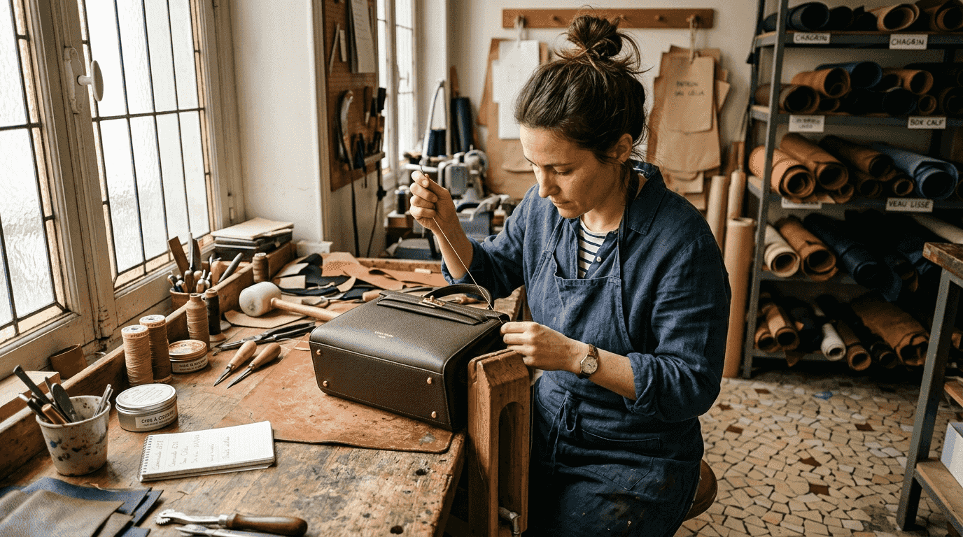 Un artisan à l’œuvre au sein d’un atelier de haute couture