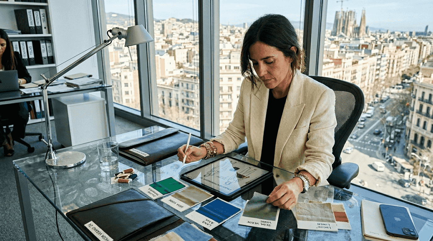 Directivo del mundo de la moda trabajando en su elegante despacho