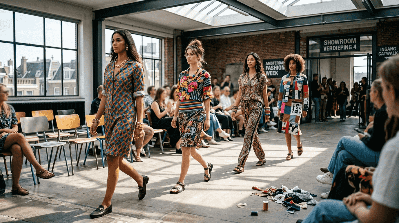Modellen schitteren in opvallende outfits op de catwalk