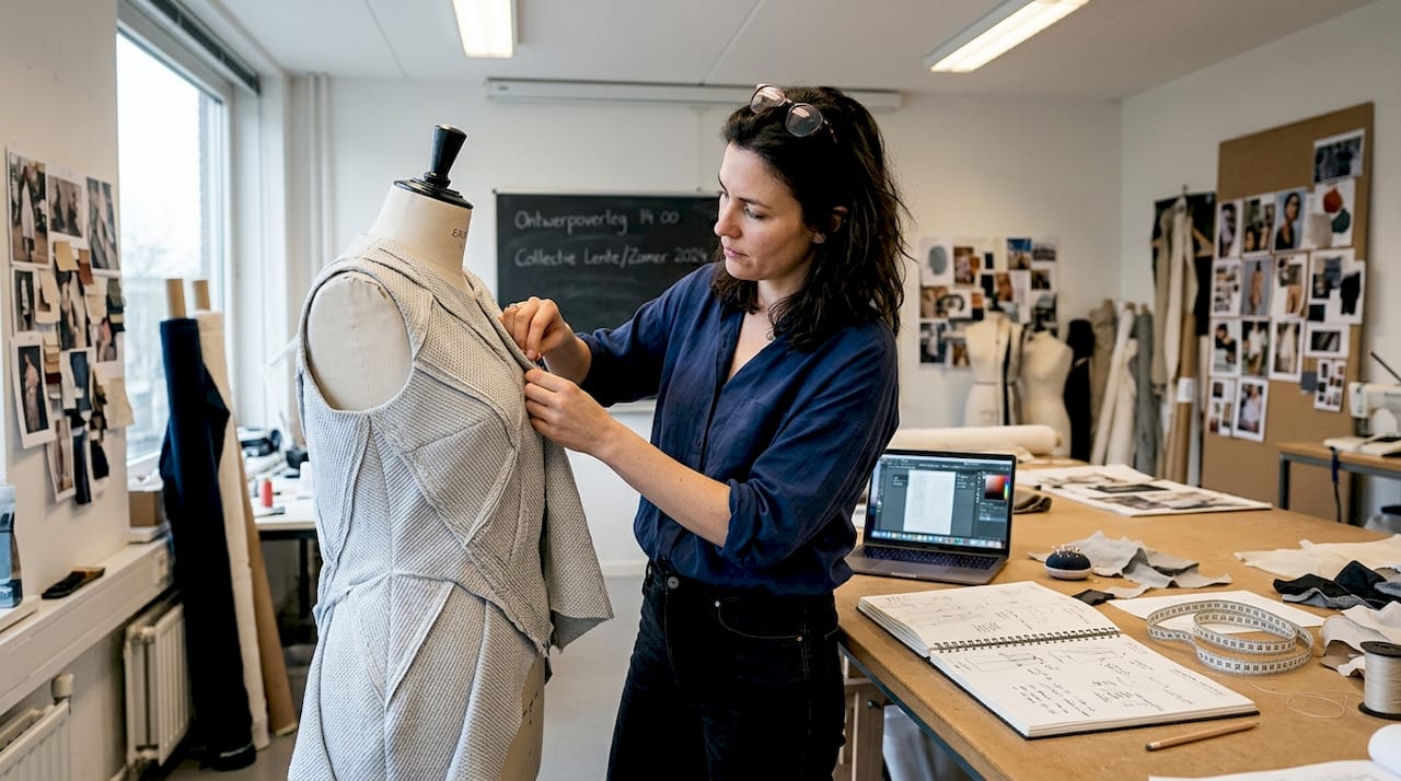 Fashion designer working on avant-garde piece