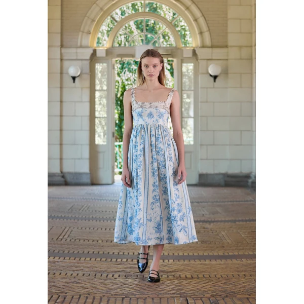 Agua By Agua Bendita Barbara Bougainvillea Midi Dress, view 3