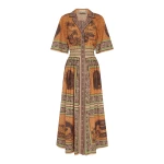 Alemais Alberta Smocked Shirtdress  Sustainable Dresses with Alemais print - Coveti Australian Designer