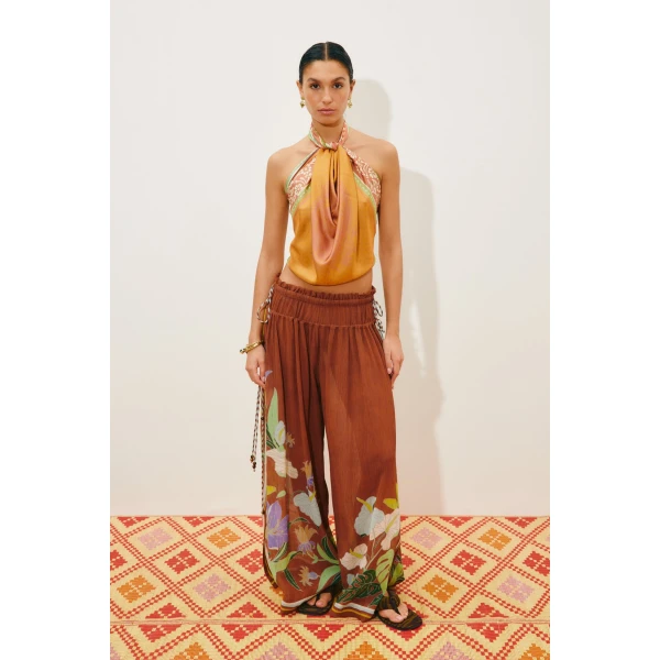 Alemais Alfie Ruched Pant  Sustainable Pants with Alemais print - Coveti Australian Designer