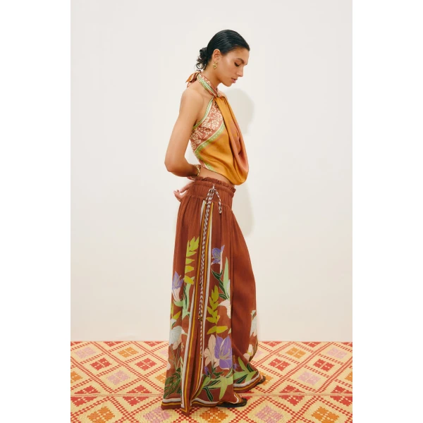 Alemais Alfie Ruched Pant  Sustainable Pants with Alemais print - Coveti Australian Designer