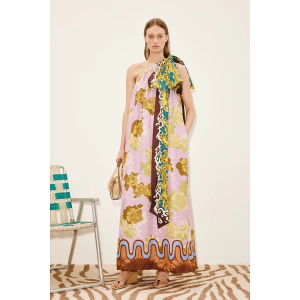 Alemais Arnie Silk Midi Dress  Sustainable Dresses with Alemais print - Coveti Australian Designer