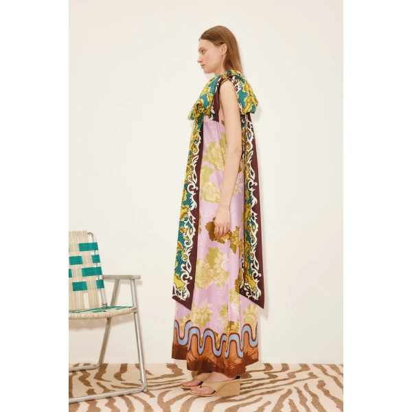 Alemais Arnie Silk Midi Dress  Sustainable Dresses with Alemais print - Coveti Australian Designer
