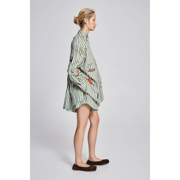 Alemais Bisou Embroidered Long Sleeve Shirt  Sustainable Tops with Alemais print - Coveti Australian Designer