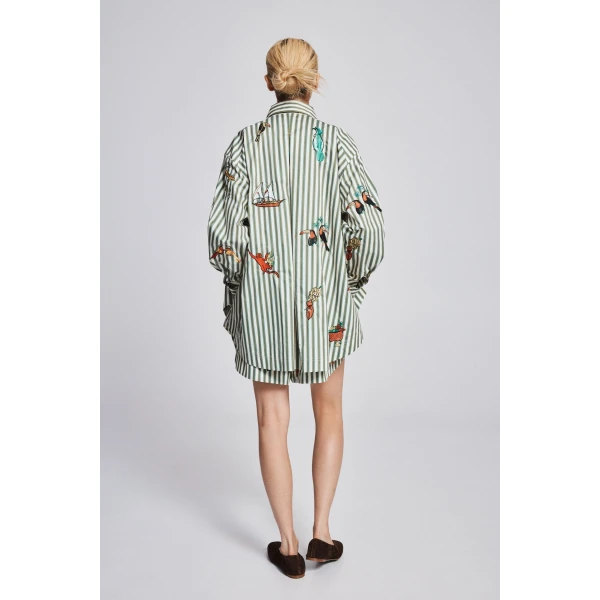 Alemais Bisou Embroidered Long Sleeve Shirt  Sustainable Tops with Alemais print - Coveti Australian Designer