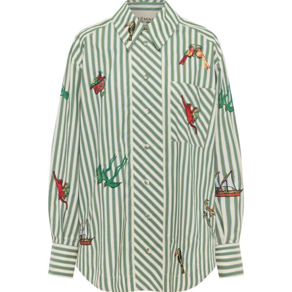 Alemais Bisou Embroidered Long Sleeve Shirt  Sustainable Tops with Alemais print - Coveti Australian Designer