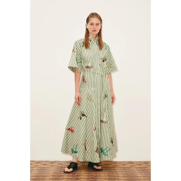 Alemais Bisou Embroidered Shirtdress  Sustainable Dresses with Alemais print - Coveti Australian Designer