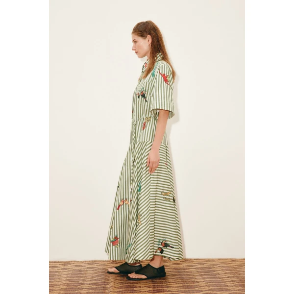 Alemais Bisou Embroidered Shirtdress  Sustainable Dresses with Alemais print - Coveti Australian Designer
