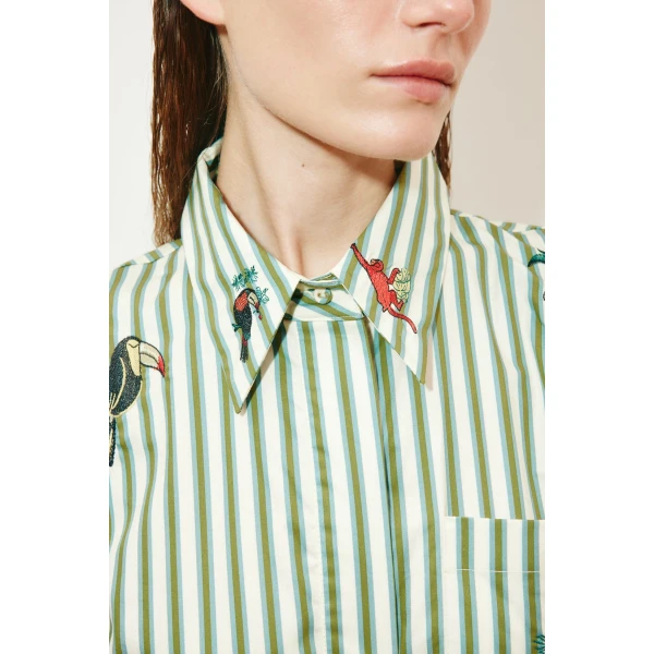 Alemais Bisou Embroidered Shirtdress  Sustainable Dresses with Alemais print - Coveti Australian Designer