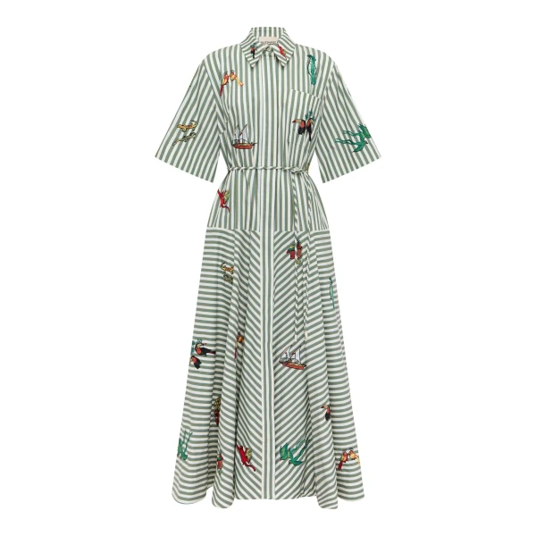 Alemais Bisou Embroidered Shirtdress  Sustainable Dresses with Alemais print - Coveti Australian Designer