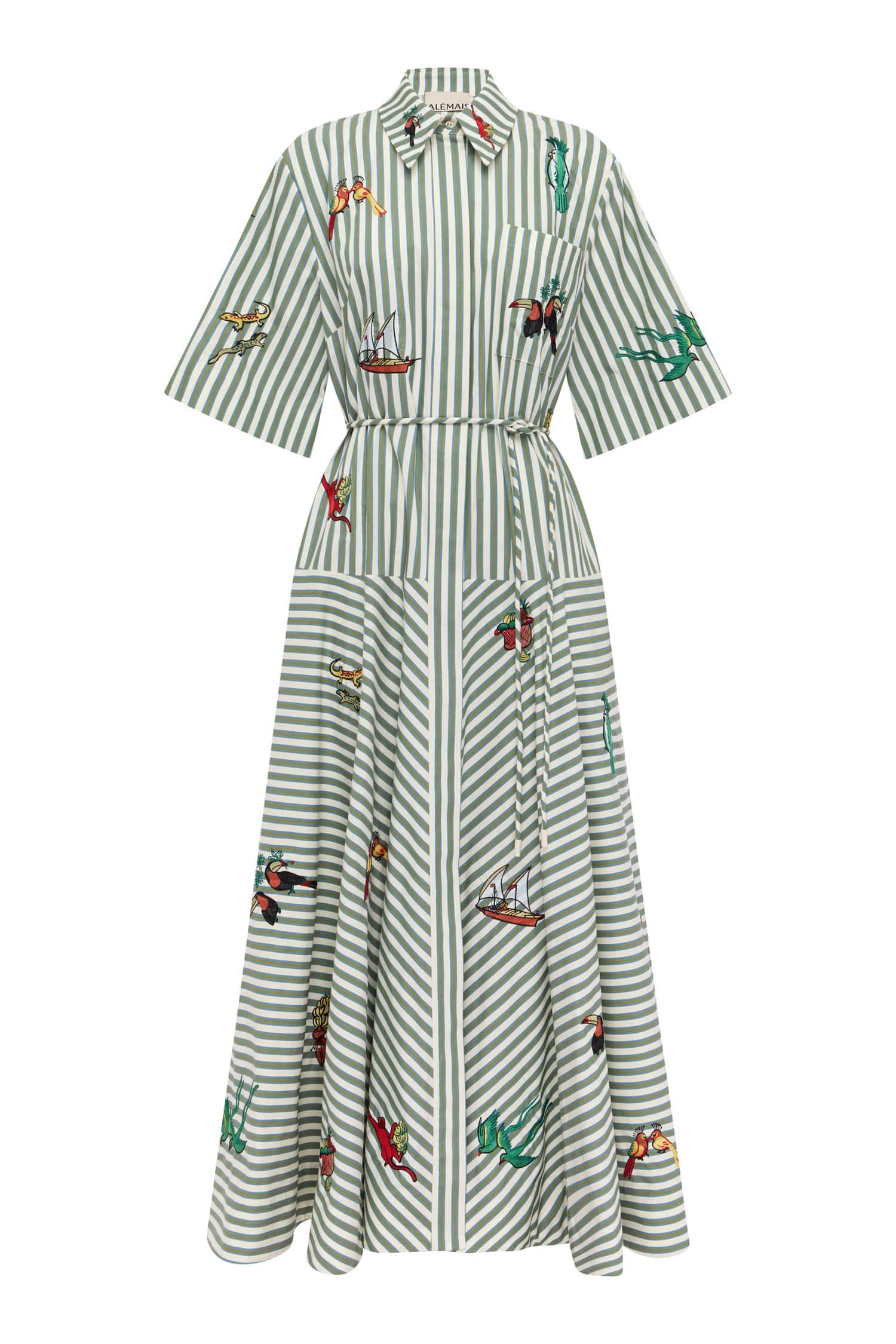 Alemais Bisou Embroidered Shirtdress Dress