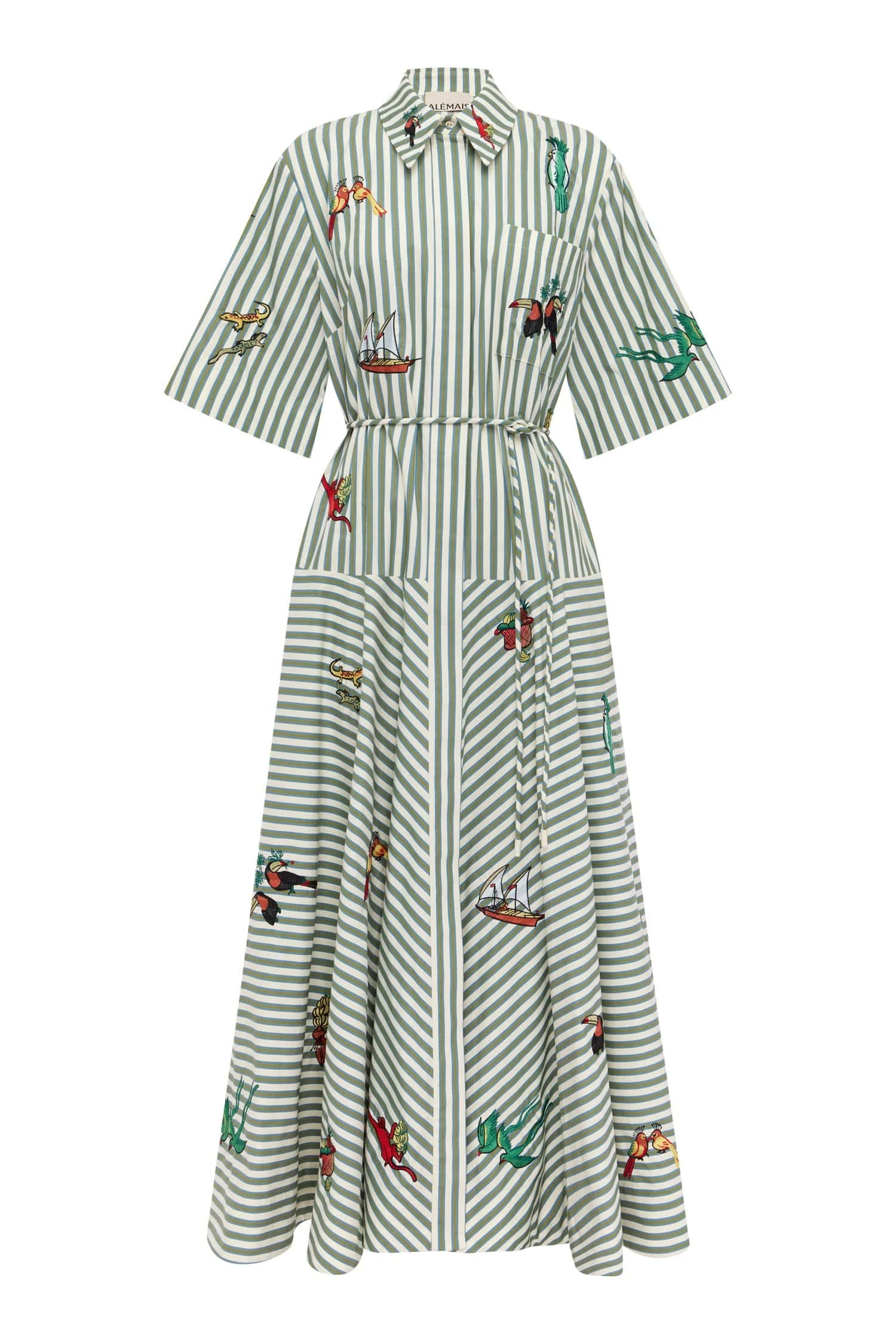 Bisou Embroidered Shirtdress by Alemais - Dresses Alemais Bisou Embroidered Shirtdress Sustainable Dresses with Alemais print - Coveti Australian Designer