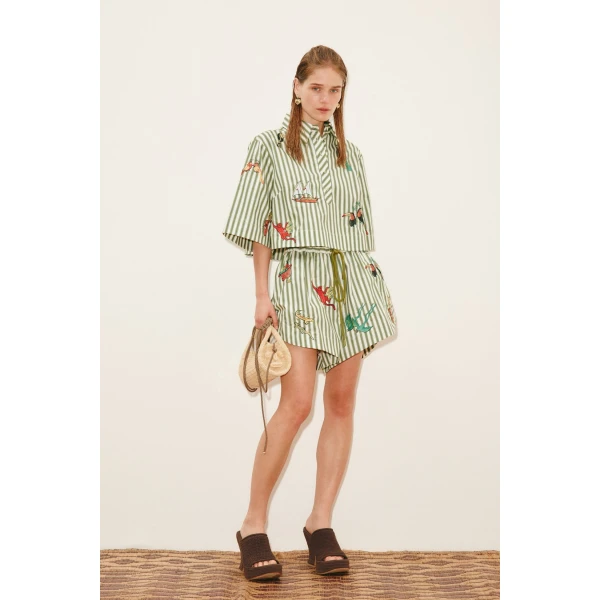 Alemais Bisou Embroidered Short  Sustainable Shorts with Alemais print - Coveti Australian Designer