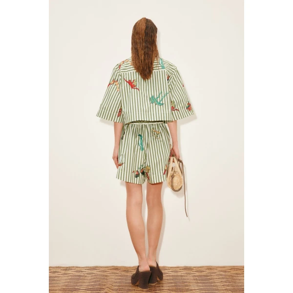 Alemais Bisou Embroidered Short  Sustainable Shorts with Alemais print - Coveti Australian Designer