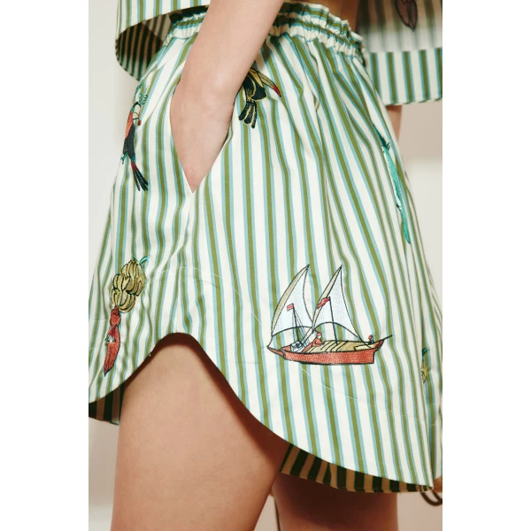 Alemais Bisou Embroidered Short  Sustainable Shorts with Alemais print - Coveti Australian Designer