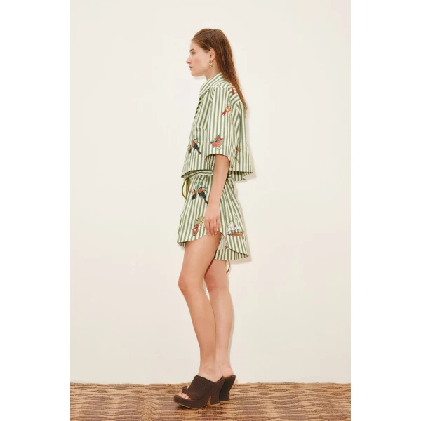 Alemais Bisou Embroidered Short  Sustainable Shorts with Alemais print - Coveti Australian Designer