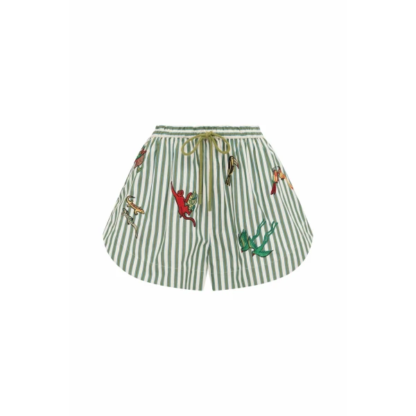 Alemais Bisou Embroidered Short  Sustainable Shorts with Alemais print - Coveti Australian Designer
