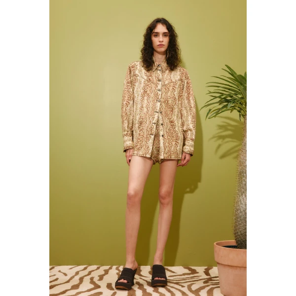 Alemais Boa Denim Jacket  Sustainable Jackets with Alemais print - Coveti Australian Designer