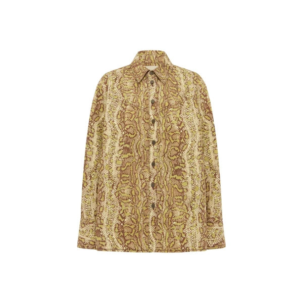 Alemais Boa Denim Jacket  Sustainable Jackets with Alemais print - Coveti Australian Designer