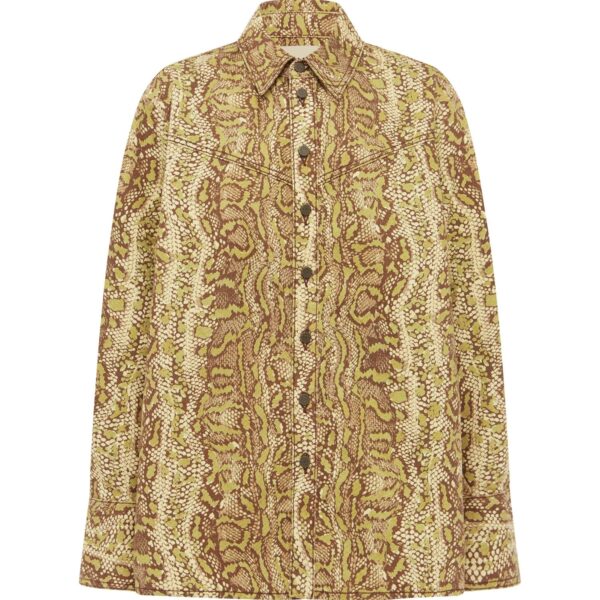 Alemais Boa Denim Jacket  Sustainable Jackets with Alemais print - Coveti Australian Designer