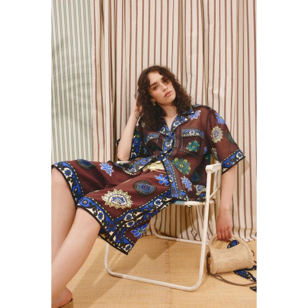 Alemais Jasper Relaxed Shirt  Sustainable Tops with Alemais print - Coveti Australian Designer