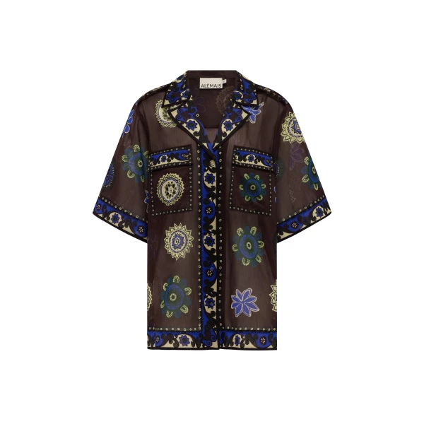 Alemais Jasper Relaxed Shirt  Sustainable Tops with Alemais print - Coveti Australian Designer