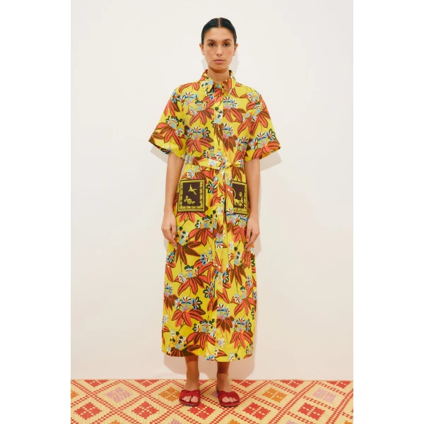 Alemais Leo Embroidered Shirtdress  Sustainable Dresses with Alemais print - Coveti Australian Designer