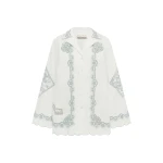 Alemais Louie Embroidered Shirt  Sustainable Tops with Alemais print - Coveti Australian Designer