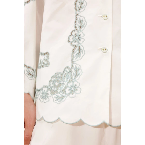 Alemais Louie Embroidered Shirt  Sustainable Tops with Alemais print - Coveti Australian Designer