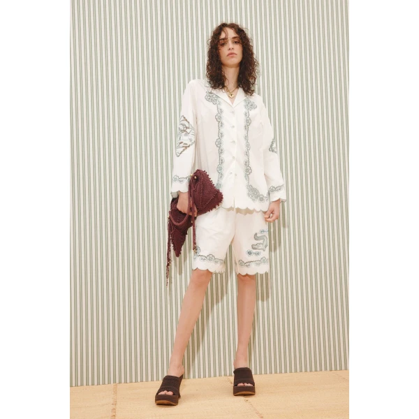 Alemais Louie Embroidered Short  Sustainable Shorts with Alemais print - Coveti Australian Designer