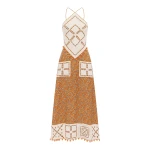 Alemais Marva Crochet Halter Midi Dress  Sustainable Dresses with Alemais print - Coveti Australian Designer