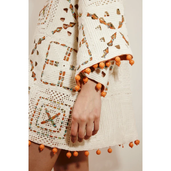 Alemais Marva Crochet Mini Dress  Sustainable Dresses with Alemais print - Coveti Australian Designer