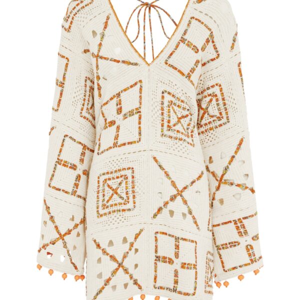 Alemais Marva Crochet Mini Dress  Sustainable Dresses with Alemais print - Coveti Australian Designer