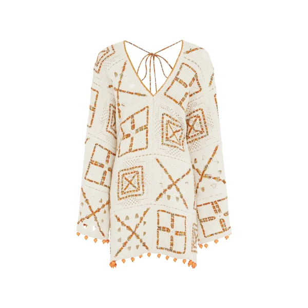Alemais Marva Crochet Mini Dress  Sustainable Dresses with Alemais print - Coveti Australian Designer
