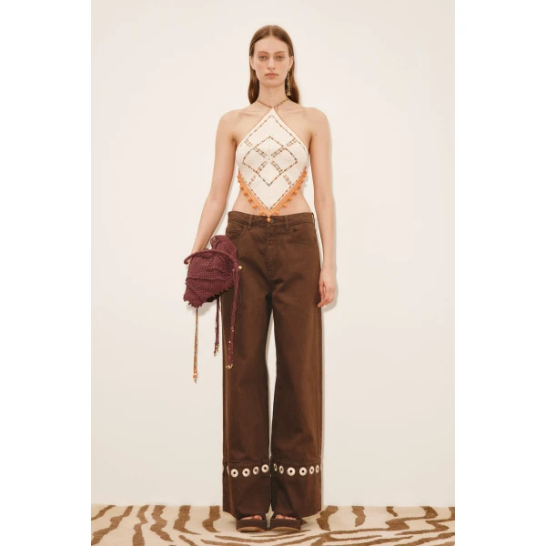 Alemais Marva Crochet Top  Sustainable Tops with Alemais print - Coveti Australian Designer