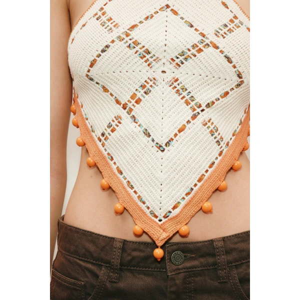 Alemais Marva Crochet Top  Sustainable Tops with Alemais print - Coveti Australian Designer