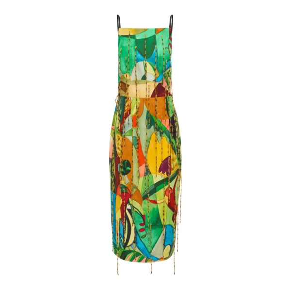 Alemais Mokshini Beaded Fringe Midi Dress  Sustainable Dresses with Alemais print - Coveti Australian Designer