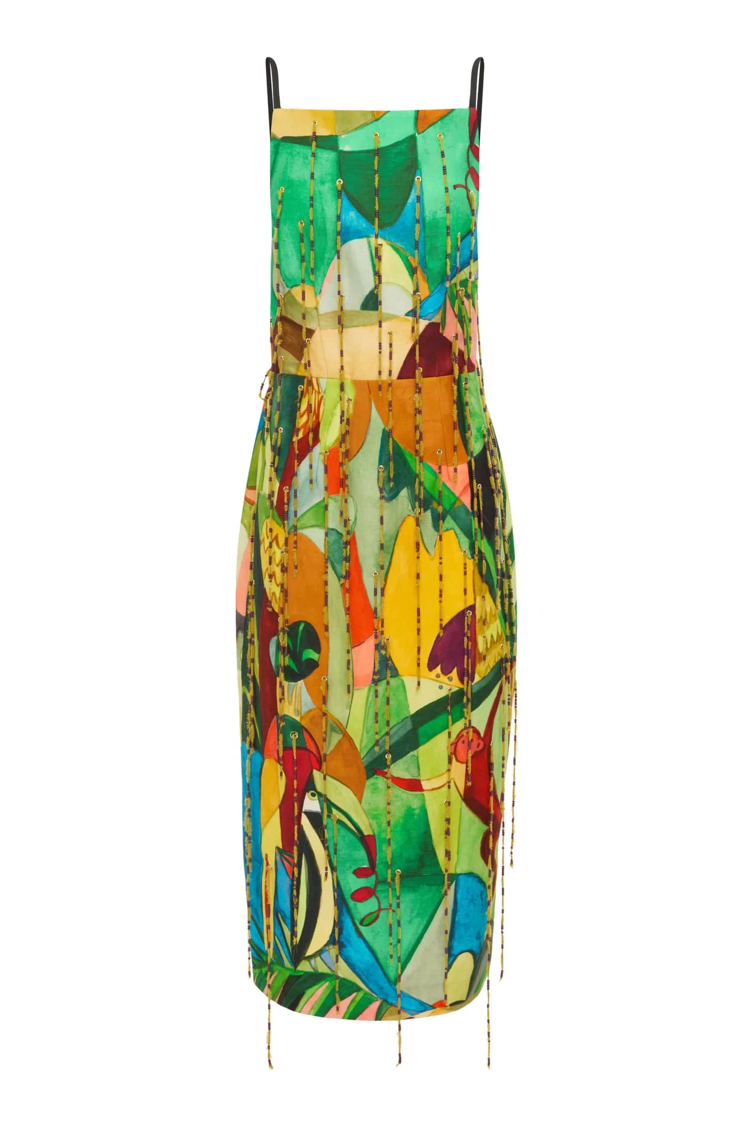 Mokshini Beaded Fringe Midi Dress by Alemais - Dresses Alemais Mokshini Beaded Fringe Midi Dress Sustainable Dresses with Alemais print - Coveti Australian Designer