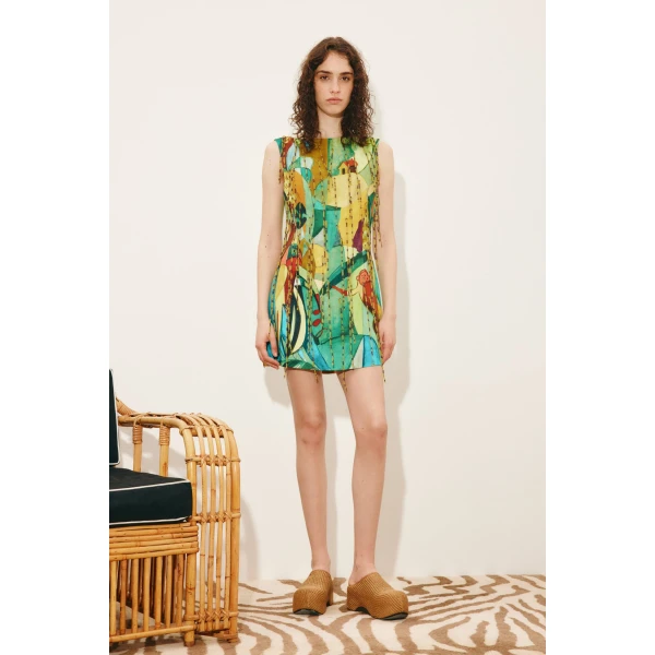 Alemais Mokshini Beaded Fringe Mini Dress  Sustainable Dresses with Alemais print - Coveti Australian Designer