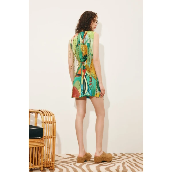 Alemais Mokshini Beaded Fringe Mini Dress  Sustainable Dresses with Alemais print - Coveti Australian Designer