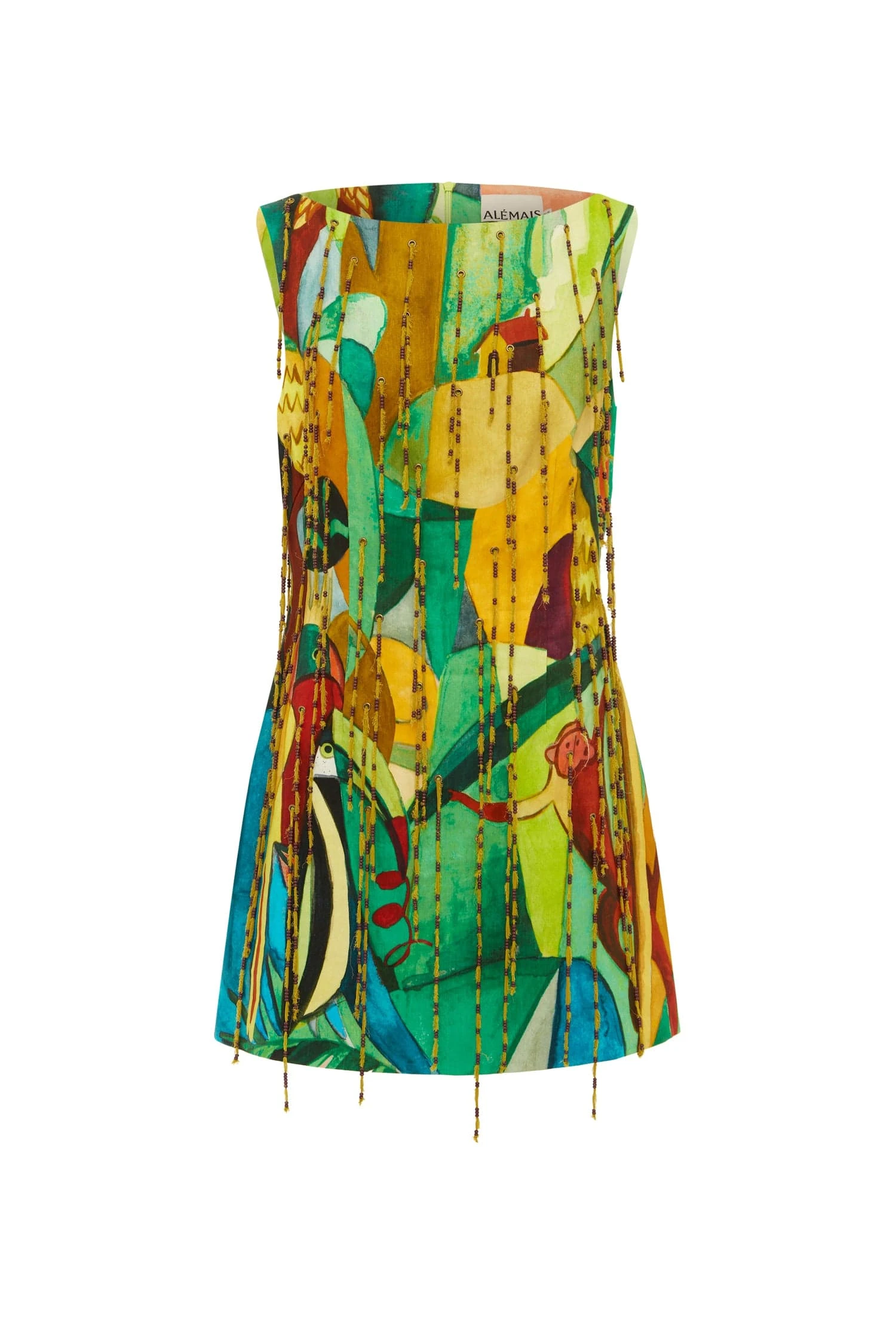 Mokshini Beaded Fringe Mini Dress by Alemais - Dresses Alemais Mokshini Beaded Fringe Mini Dress Sustainable Dresses with Alemais print - Coveti Australian Designer