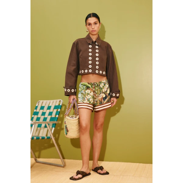 Alemais Tobe Denim Jacket  Sustainable Jackets with Alemais print - Coveti Australian Designer