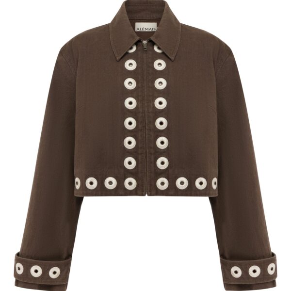 Alemais Tobe Denim Jacket  Sustainable Jackets with Alemais print - Coveti Australian Designer