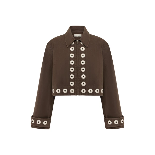 Alemais Tobe Denim Jacket  Sustainable Jackets with Alemais print - Coveti Australian Designer