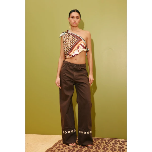 Alemais Tobe Denim Jean  Sustainable Pants with Alemais print - Coveti Australian Designer