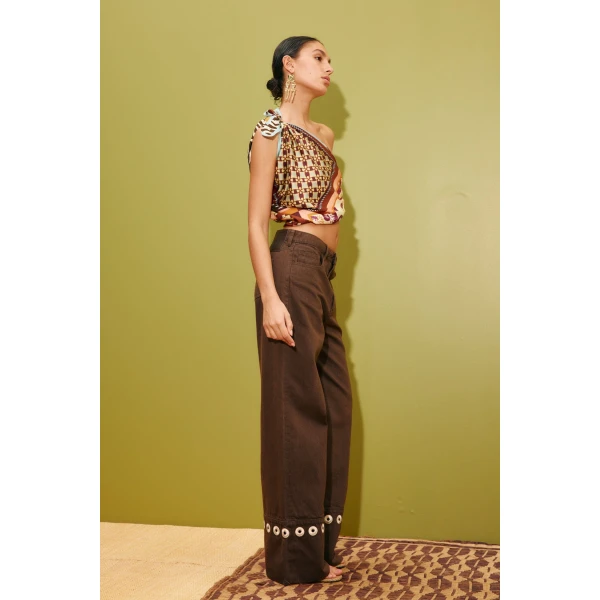 Alemais Tobe Denim Jean  Sustainable Pants with Alemais print - Coveti Australian Designer
