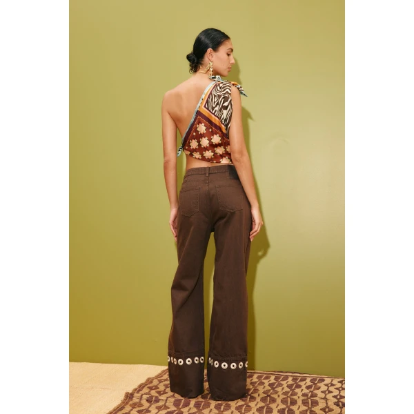 Alemais Tobe Denim Jean  Sustainable Pants with Alemais print - Coveti Australian Designer